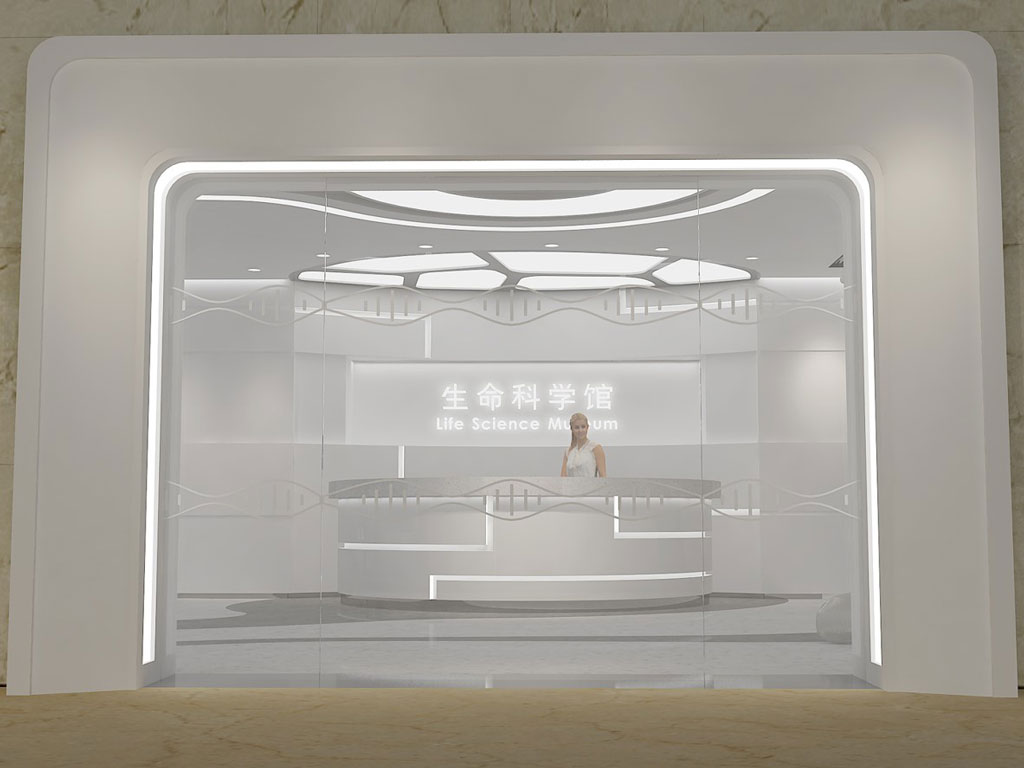 泓信生物企业数字展馆设计效果图-玻璃电动门